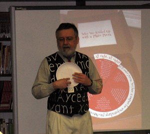 John Grandits shares his Pizza Poem with Arrowhead Students in Arrowhead Library.